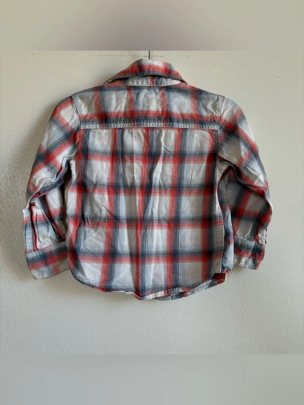 Carter's Boys 2T Red/White/Blue Plaid Cotton Button-Up Shirt Long Sleeve